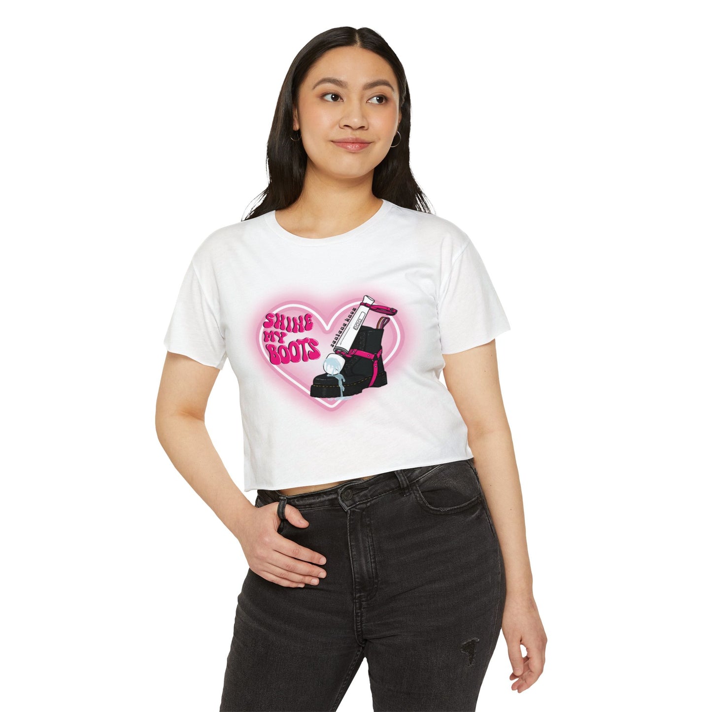 Shine My Boot Cropped Tee (Front Logo Only)