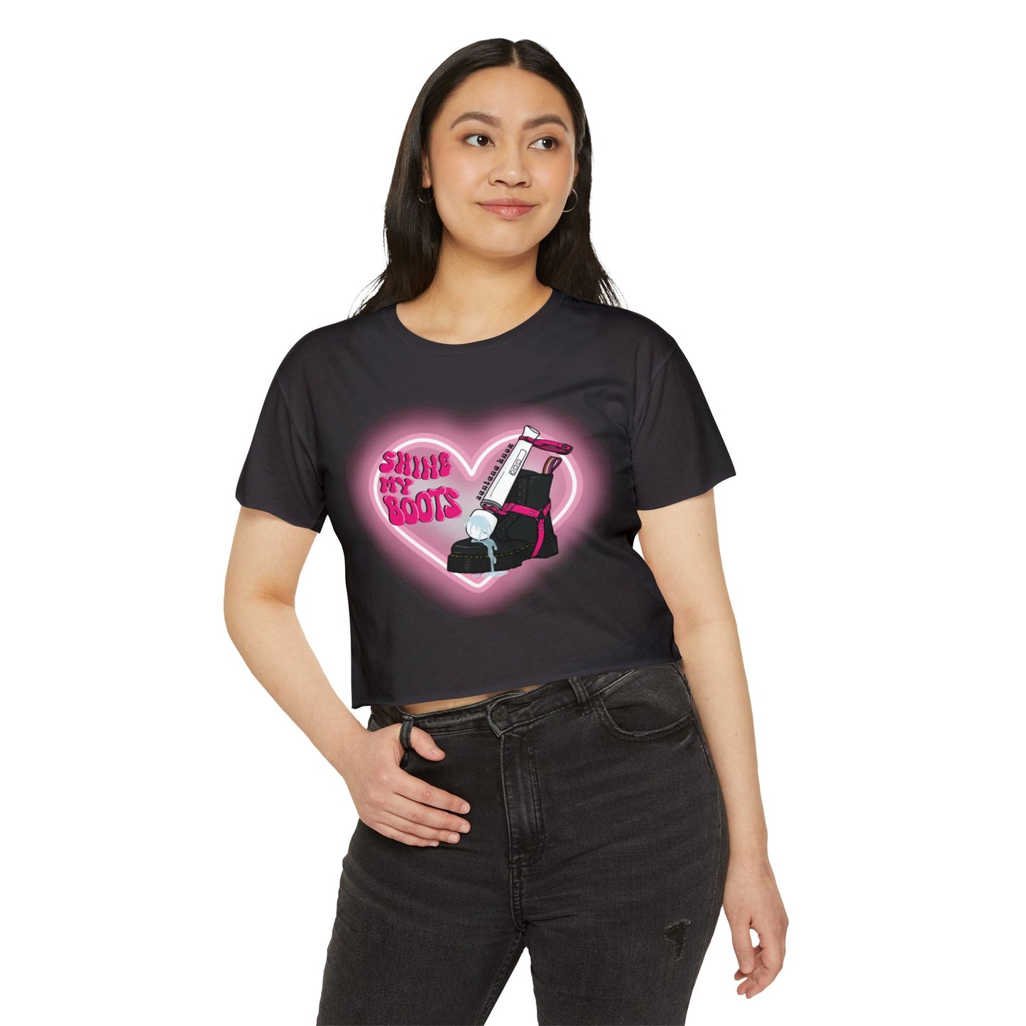 Shine My Boot Cropped Tee (Front Logo Only)